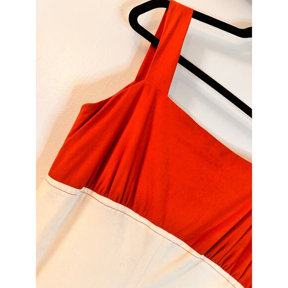 Retro 1970s Orange and Cream Jumpsuit - Picture 3 of 11